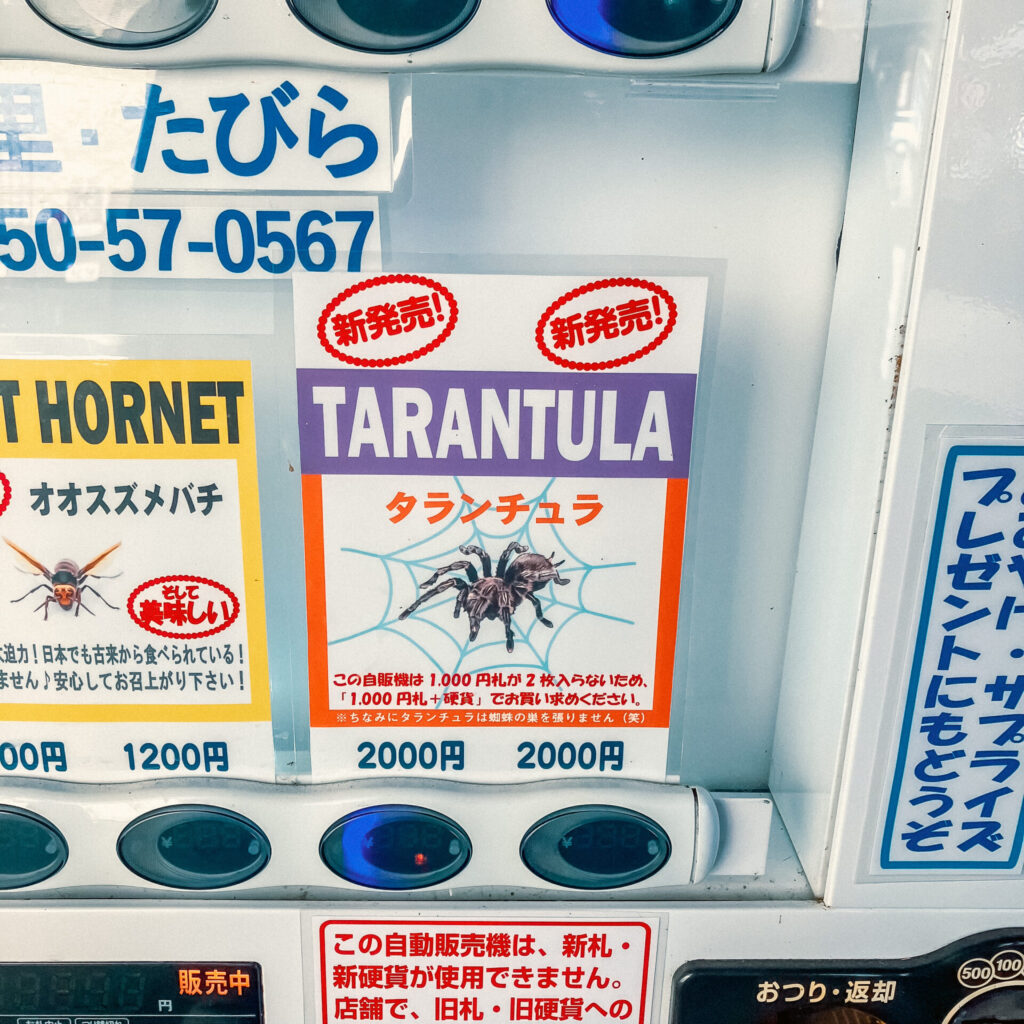 道の駅昆虫の里たびらの昆虫食自販機